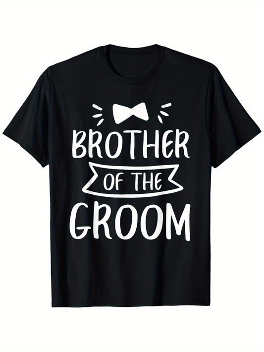 Men's Graphic T-Shirt Brother Of The Groom Playful Typography With Bow Tie Graphic T Shirt