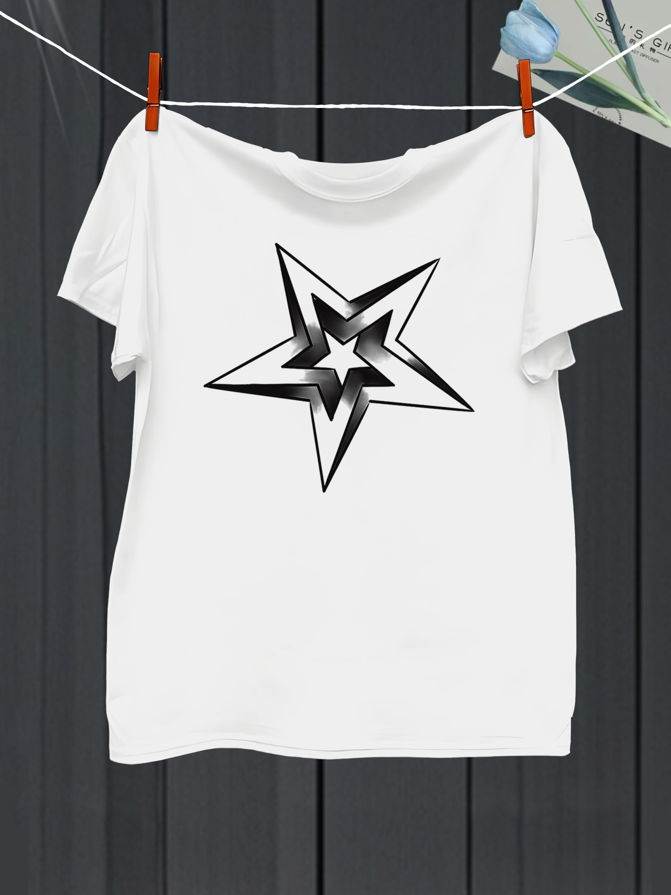 Men's Graphic T-Shirt Three Dimensional Overlapping Black Graphic Star