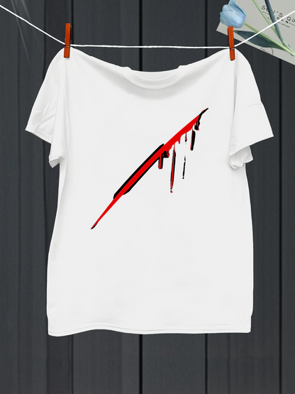 Men's Graphic T-Shirt Abstract Red And Black Streak With Dripping Paint Effect Slash