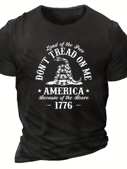 Men's Graphic T-Shirt Dont Tread On Me Coiled Snake With Patriotic Lettering Historic Year