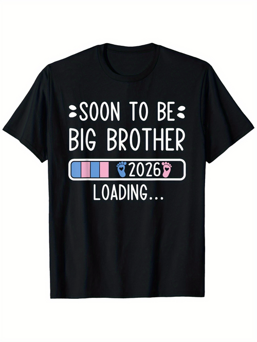 Men's Graphic T-Shirt Soon To Be Big Brother Pastel Loading Bar With Cartoon Icons Tee