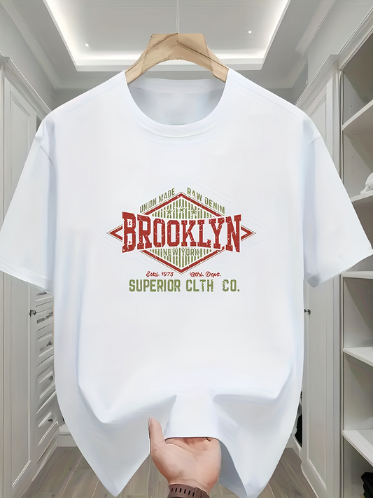 Men's Graphic T-Shirt Brooklyn Urban Vintage Diamond Outline With Decorative Retro Letters