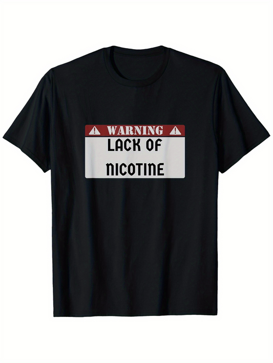 Men's Graphic T-Shirt Warning Red Panel With Bold Black Text And Rectangular Sign T Shirt