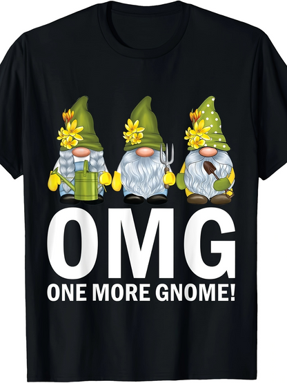 Men's Graphic T-Shirt OMG One More Gnome With Yellow Flowers And Garden Tools Gnome