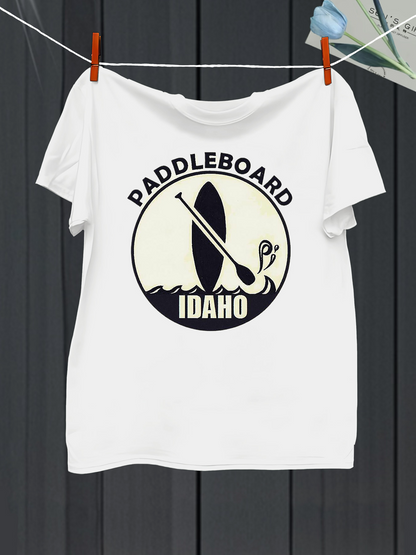 Men's Graphic T-Shirt Paddleboard Idaho Reflected Water Surface Silhouette With Wave And Paddleboard