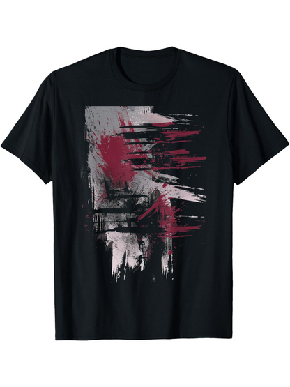 Men's Graphic T-Shirt Abstract Red And Grey Brush Strokes Over Dark Textured Background T Shirt