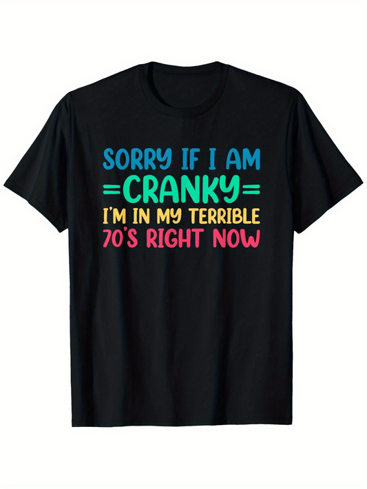 Men's Graphic T-Shirt Sorry If I Am Cranky Colorful Block Letters Graphic Statement T Shirt