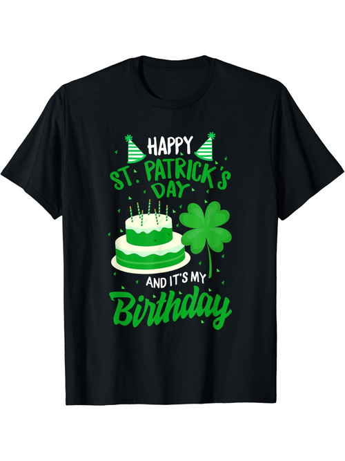 Men's Graphic T-Shirt Happy St Patrick's Day Birthday Cake Among Party Hats And Shamrock