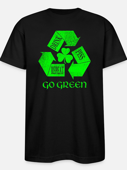 Men's Graphic T-Shirt Go Green Shamrock Recycle Arrows With Bold Green Lettering T Shirt