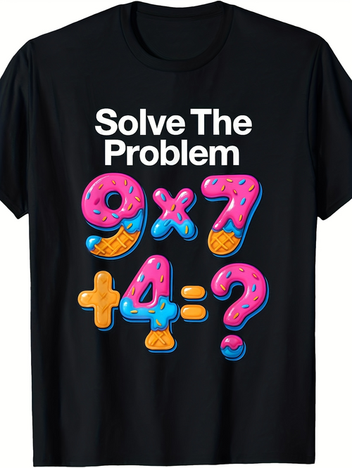 Men's Graphic T-Shirt Solve The Problem Colorful Donut Numbers With Sprinkles Fun Equation