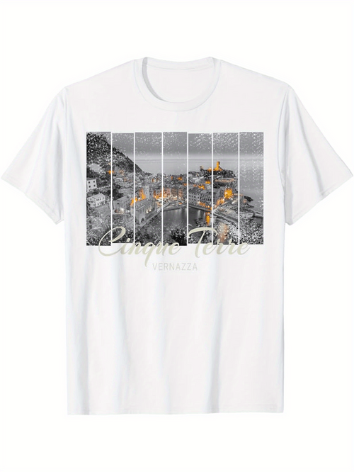 Men's Graphic T-Shirt California Coastline With Moody Ocean Sunset And Rocky Cliffs