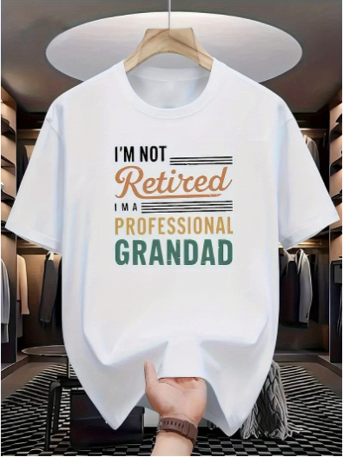 Men's Graphic T-Shirt Im Not Retired Im A Professional Grandad Retro Color Blocked Typography Grandad