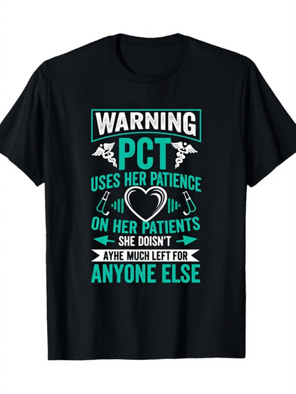 Men's Graphic T-Shirt Warning Patience Heartbeat Graphic With Medical Care Motif And Bold Text