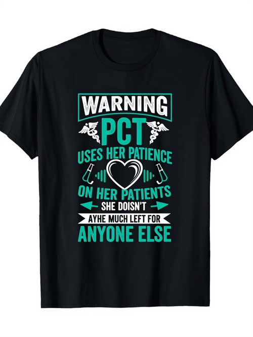 Men's Graphic T-Shirt Warning Patience Heartbeat Graphic With Medical Care Motif And Bold Text