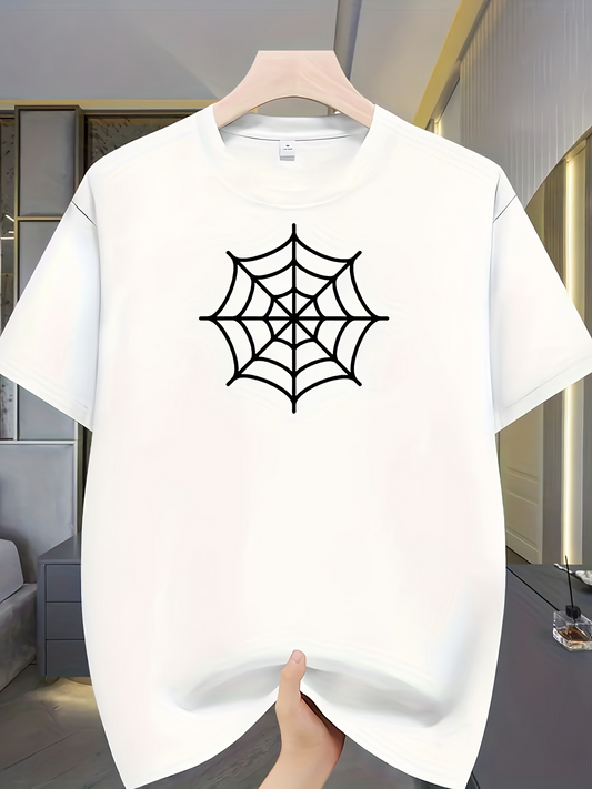 Men's Graphic T-Shirt Simple Black Lines Forming Centered Web Spiderweb