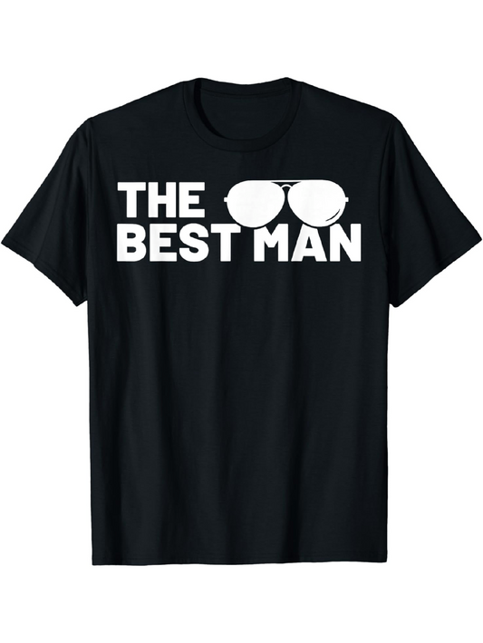 Men's Graphic T-Shirt The Best Man Bold White Letters With Sunglasses Graphic T Shirt