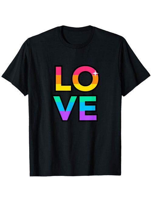 Men's Graphic T-Shirt Love Vibrant Rainbow Gradient Text Block Letters Design