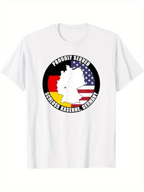 Men's Graphic T-Shirt Proudly Served Black Circle Flags And Map Over Germany