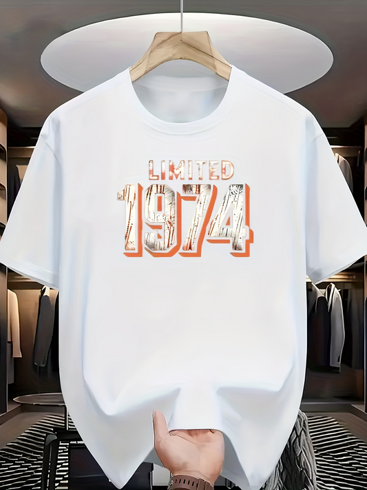 Men's Graphic T-Shirt Limited Edition Retro Numbers Surrounded By Bold Outlines 1974