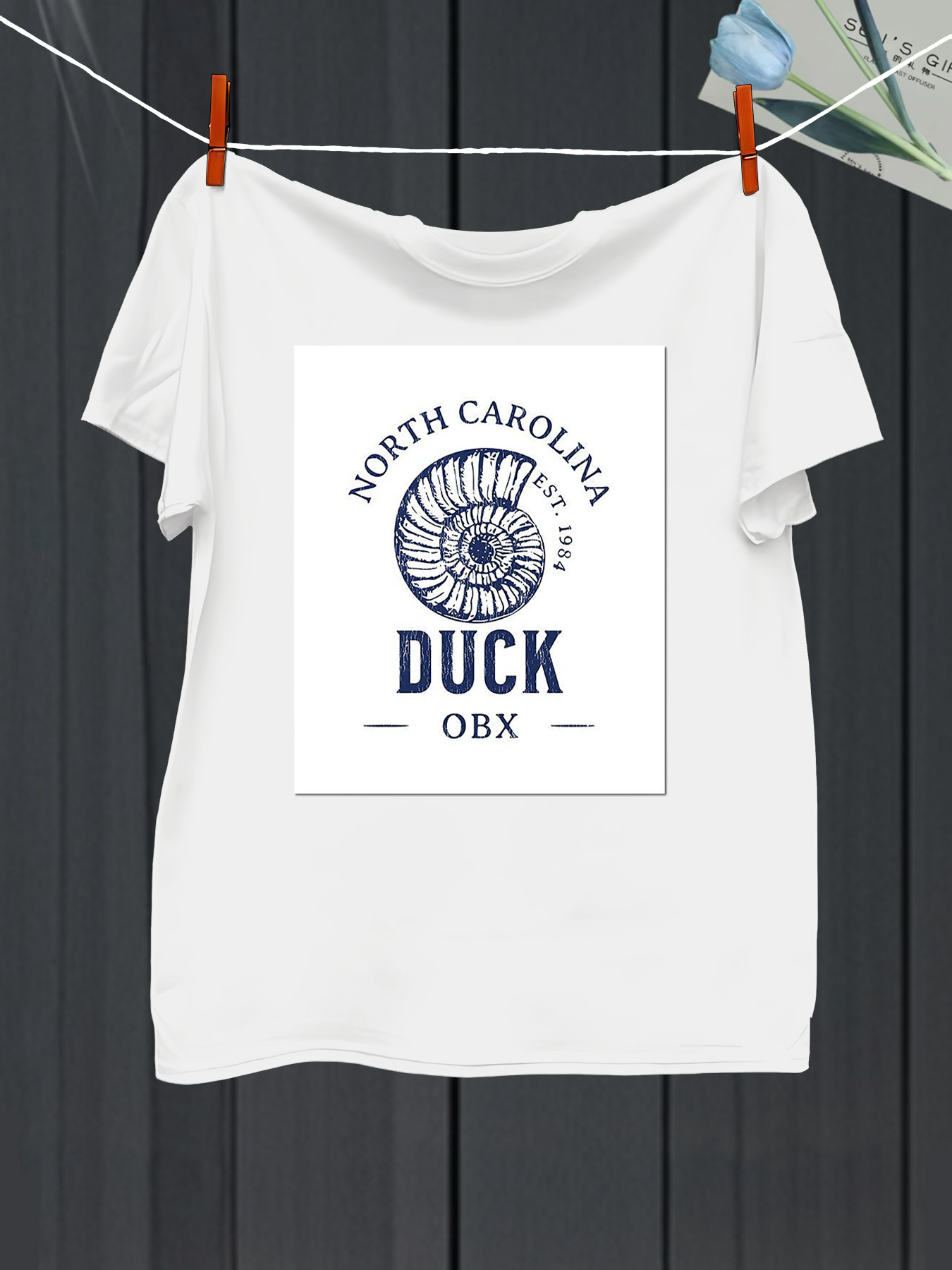 Men's Graphic T-Shirt North Carolina Ocean Shell With Coastal Sunrise Duck
