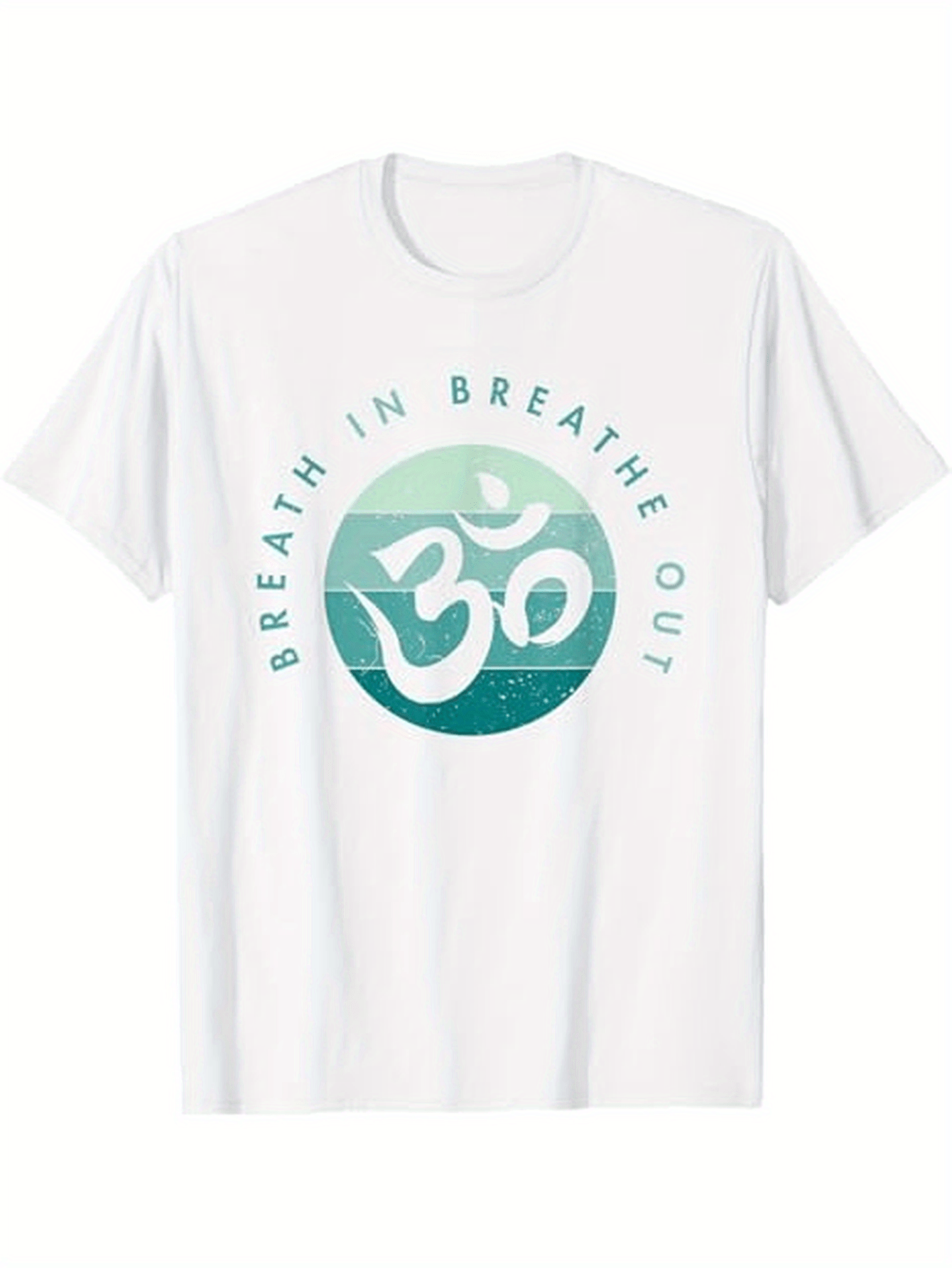 Men's Graphic T-Shirt Breathe In Breathe Out Serene Blue Green Mandala Om Symbol