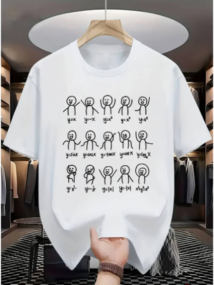 Men's Graphic T-Shirt Funny Dance Stick Figures With Playful Gestures Expressive Cartoon Characters