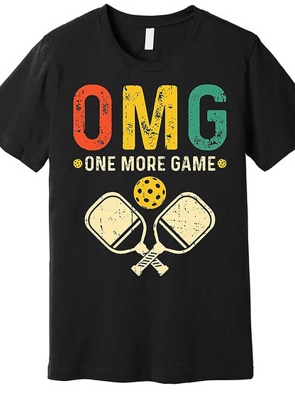 Men's Graphic T-Shirt One More Game Colorful Lettering With Two Paddles Under Ball