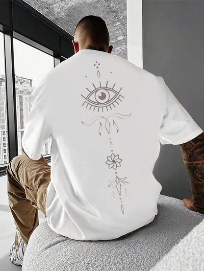 Men's Graphic T-Shirt Mystic Lines And Floral Elements Framing An All Seeing Eye