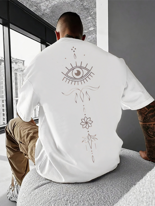 Men's Graphic T-Shirt Mystic Lines And Floral Elements Framing An All Seeing Eye