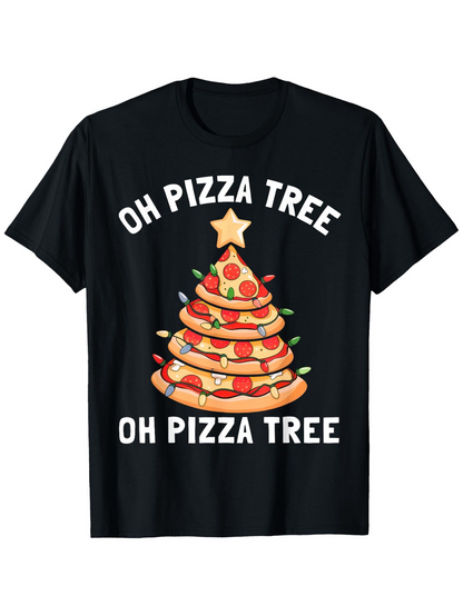 Men's Graphic T-Shirt Oh Pizza Tree With Festive Decorations Christmas Shaped Pizza Tree