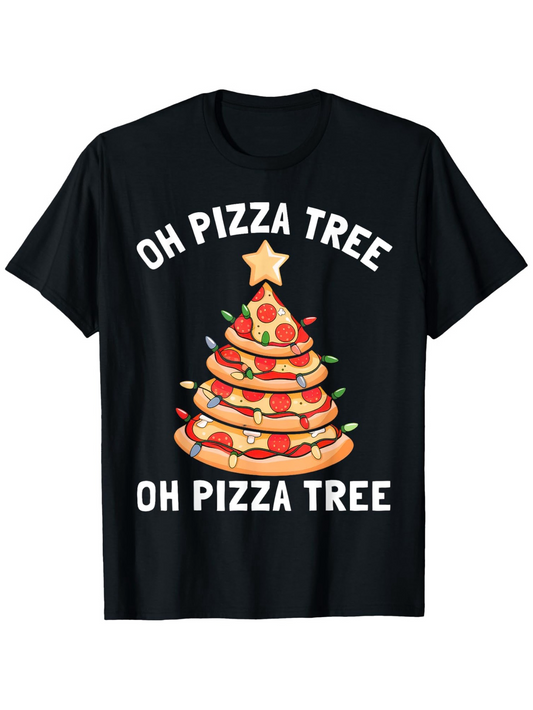 Men's Graphic T-Shirt Oh Pizza Tree With Festive Decorations Christmas Shaped Pizza Tree