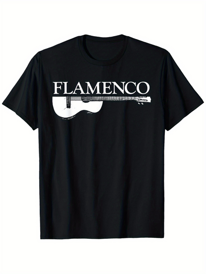 Men's Graphic T-Shirt Flamenco With Minimalist Acoustic Guitar Illustration