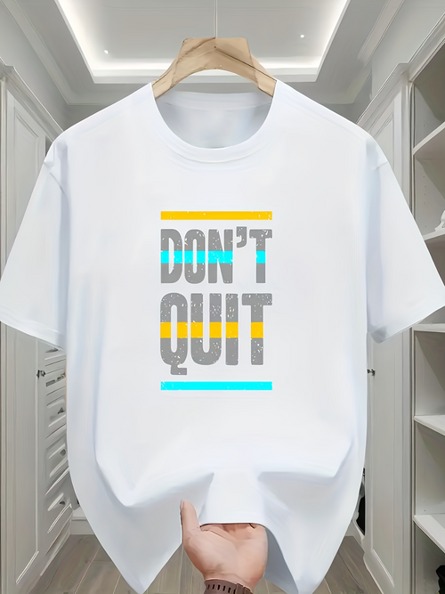 Men's Graphic T-Shirt Dont Quit Bold Lettering Surrounded By Colorful Striped Lines Motivation