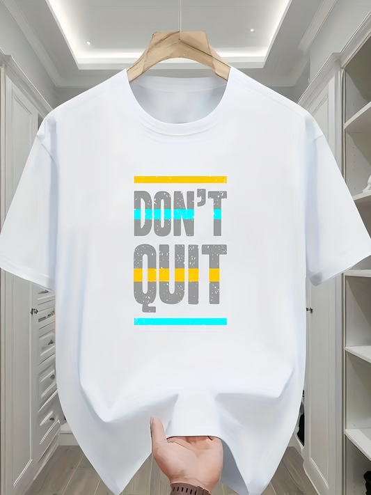 Men's Graphic T-Shirt Dont Quit Bold Lettering Surrounded By Colorful Striped Lines Motivation