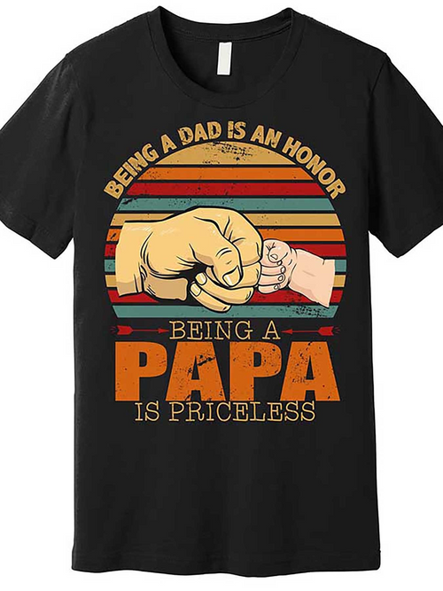 Men's Graphic T-Shirt Being A Dad Is An Honor Retro Sunset With Fist Bump Vintage Papa