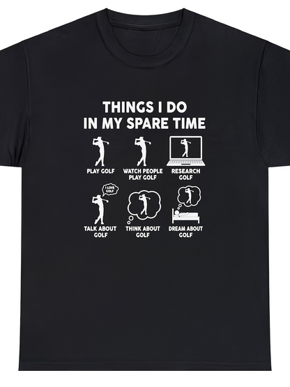 Men's Graphic T-Shirt Things I Do In My Spare Time Cartoon Golf Activities Icons T Shirt