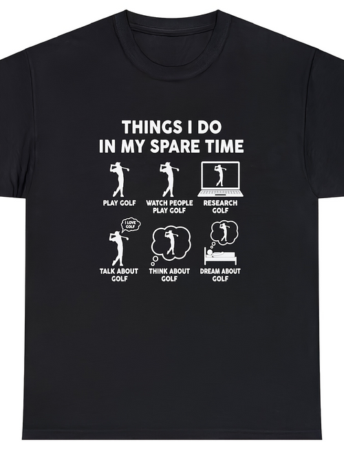 Men's Graphic T-Shirt Things I Do In My Spare Time Cartoon Golf Activities Icons T Shirt