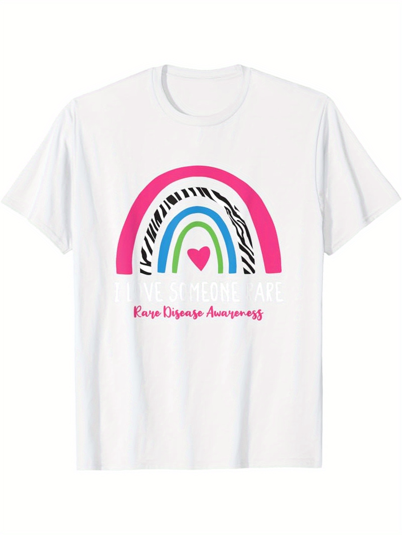 Men's Graphic T-Shirt Keep Dreaming Among Colorful Stripes With A Pink Rainbow