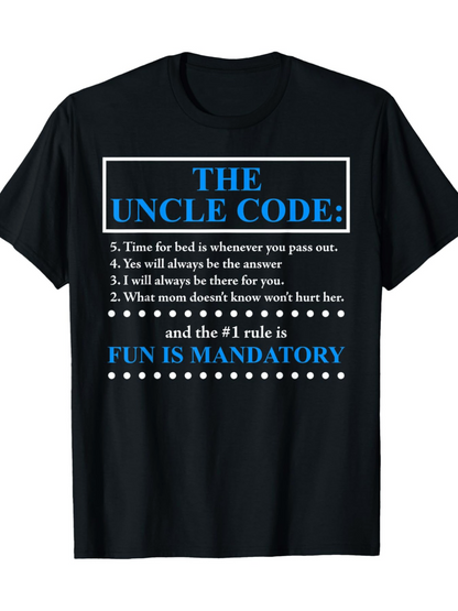 Men's Graphic T-Shirt The Uncle Code Time For Bed Whenever Fun Is Mandatory T Shirt