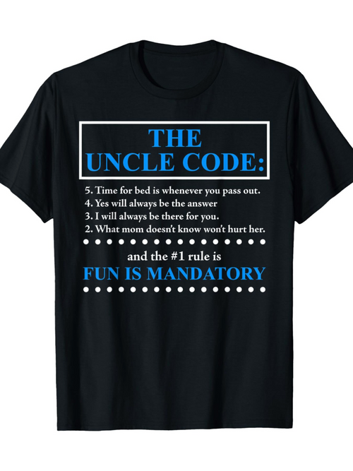 Men's Graphic T-Shirt The Uncle Code Time For Bed Whenever Fun Is Mandatory T Shirt