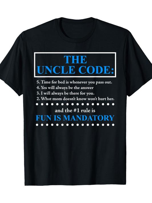 Men's Graphic T-Shirt The Uncle Code Time For Bed Whenever Fun Is Mandatory T Shirt