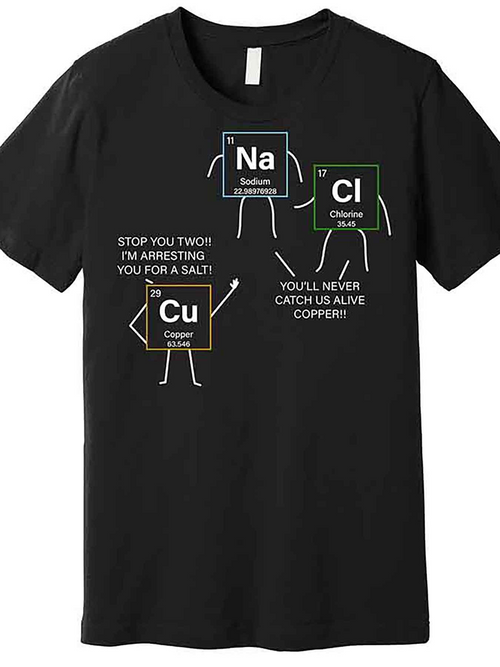 Men's Graphic T-Shirt Periodic Table Inspired Elements With Playful Cartoon Chemistry Characters