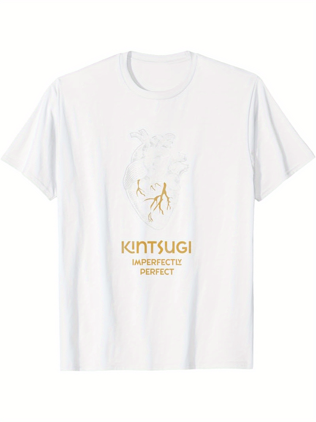 Men's Graphic T-Shirt Kintsugi Golden Lightning Over Subtle Abstract Vase Motif
