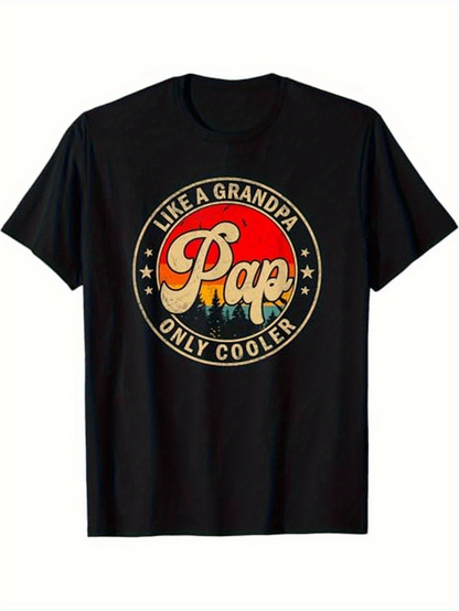 Men's Graphic T-Shirt Like A Grandpa Only Cooler Sunset Forest Silhouette With Bold Lettering Pap