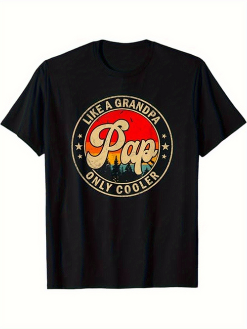 Men's Graphic T-Shirt Like A Grandpa Only Cooler Sunset Forest Silhouette With Bold Lettering Pap