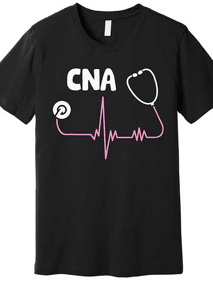 Men's Graphic T-Shirt CNA Pink Heartbeat Line With Stethoscope And Nurse Badge
