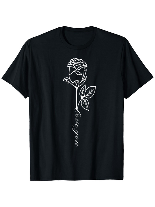 Men's Graphic T-Shirt Delicate Linework With Hand Drawn Petals Graceful Single Rose