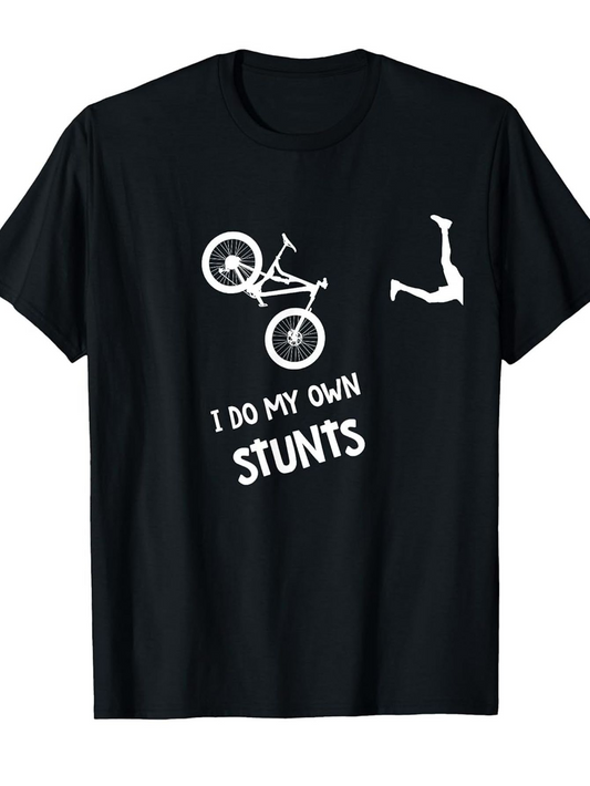 Men's Graphic T-Shirt I Do My Own Stunts Falling Cyclist With Tumbling Bike Graphic