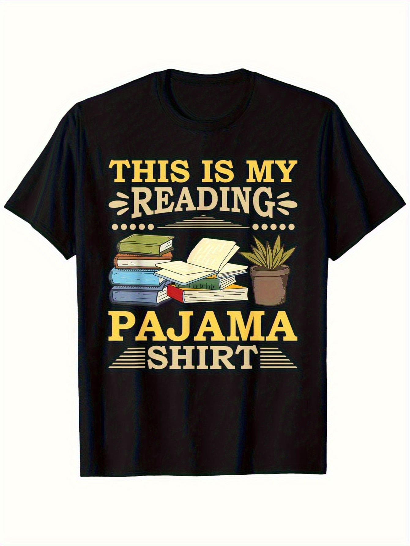 Men's Graphic T-Shirt This Is My Reading Pajama Shirt Cozy Books Mug And Small Plant