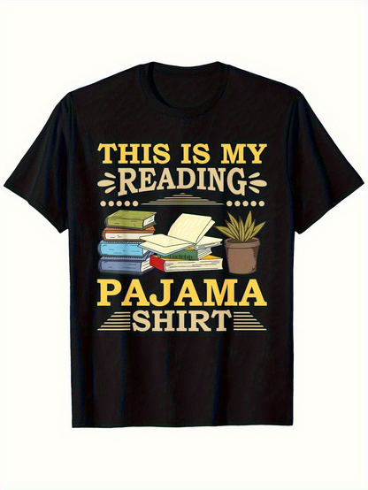 Men's Graphic T-Shirt This Is My Reading Pajama Shirt Cozy Books Mug And Small Plant